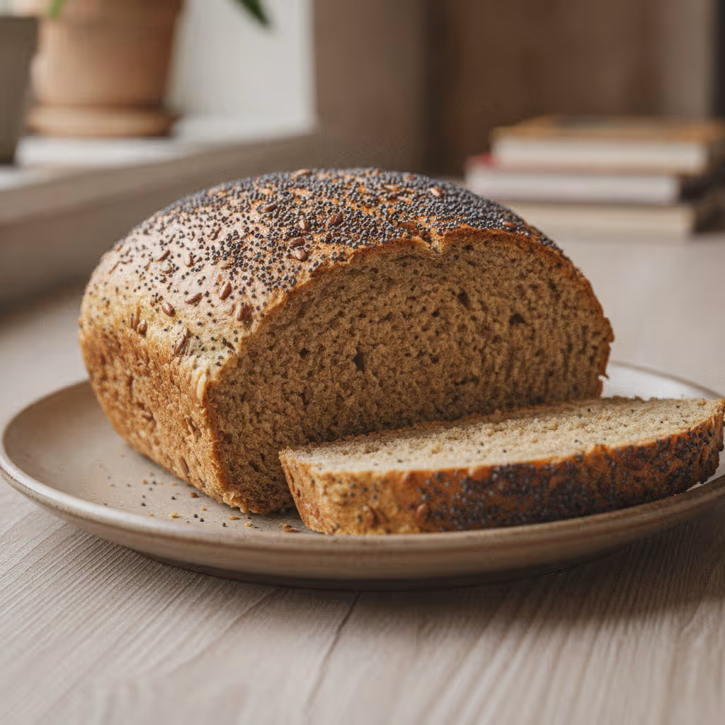 Aromatyczny chleb low carb z makiem, gotowe do podania