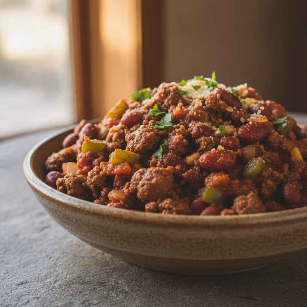 Chili con carne, gotowe do podania